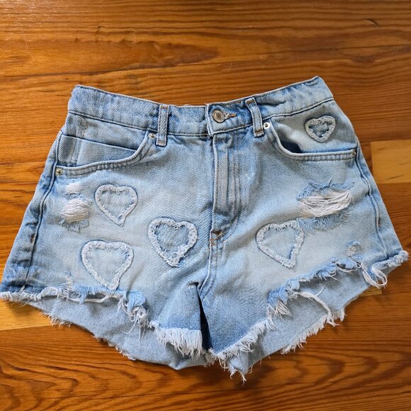 Zara Heart Jean Shorts - Picture 1 of 5